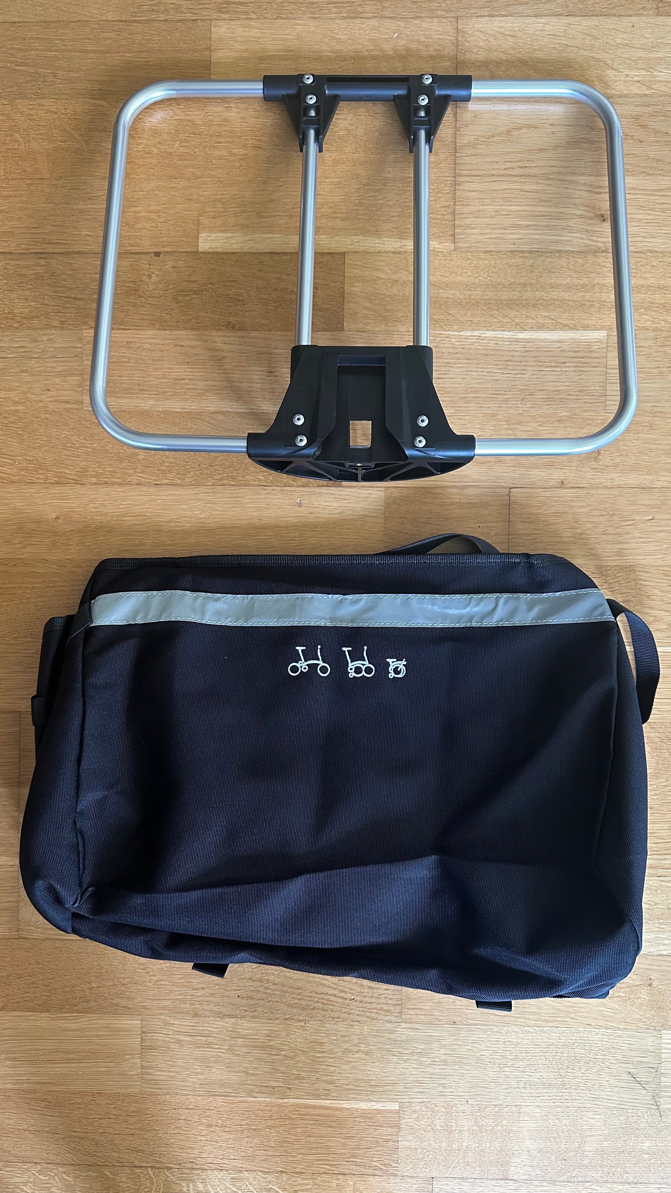 Front-Tasche (Basket) für Brompton schwarz mit Raincover