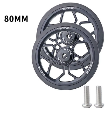 1 Paar schwarze Räder/Wheels 80mm für Brompton mit Kugellager
