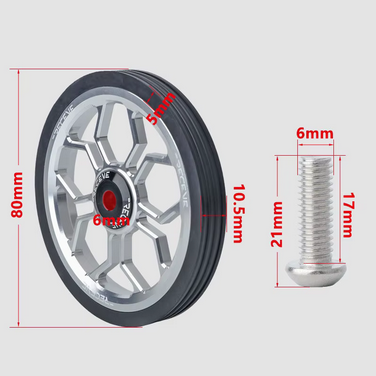 1 Paar silberne Räder/Wheels 80mm für Brompton mit Kugellager