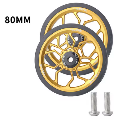 1 Paar Räder/Wheels 80mm für Brompton mit Kugellager in gold