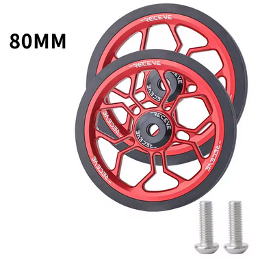 1 Paar rote Räder/Wheels 80mm rot für Brompton mit Kugellager