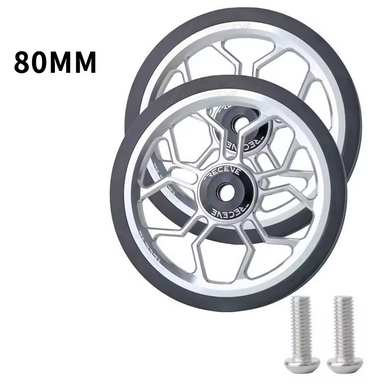 1 Paar silberne Räder/Wheels 80mm für Brompton mit Kugellager