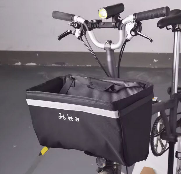 Front-Tasche (Basket) für Brompton schwarz mit Raincover